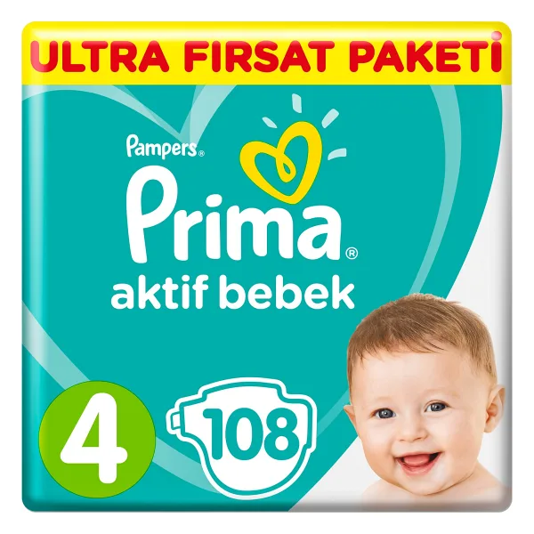 Prima Aktif 4 Numara Maxi 108'li Bebek Bezi