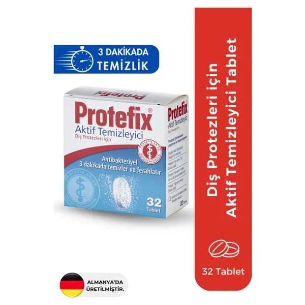 Protefix Diş Protezleri İçin 32 Tablet Ferahlatıcı Temizleyici Aromasız ve Antibakteriyel