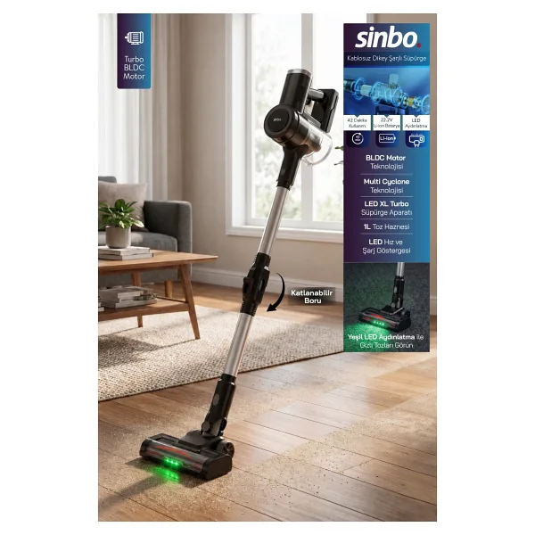Sinbo SVC-8642 Siyah Şarjlı Dikey Süpürge