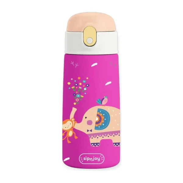 SipnJoy - Sipsquad Çocuk Su Termosu 480 ml - Jolly Elephant (2 Adet)