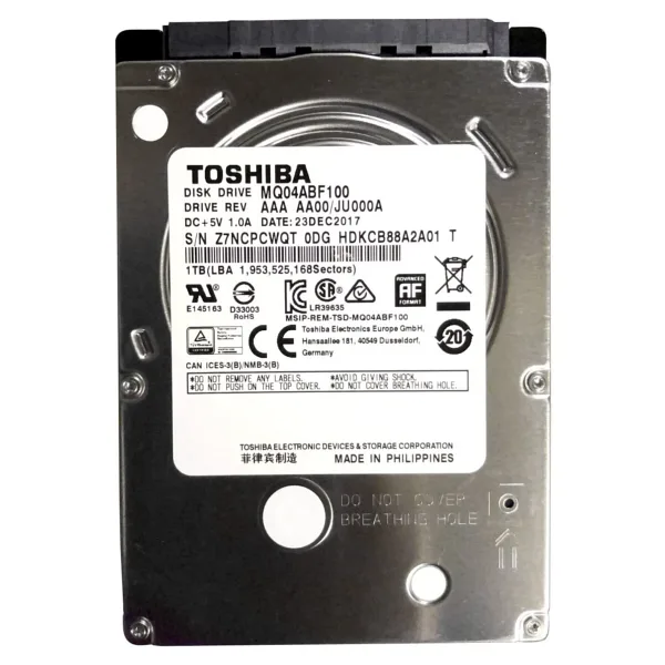 Toshiba Mobile Thin MQ04ABF100 SATA 3.0 5400 RPM 2.5" 1 TB Harddisk