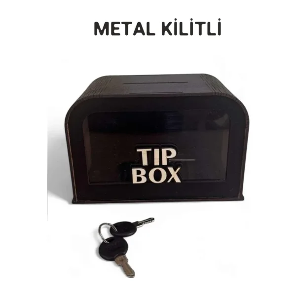 UNT Modern Ahşap Bahşiş Kutusu - Lazer Kesim Kilitli Tip Box / Siyah