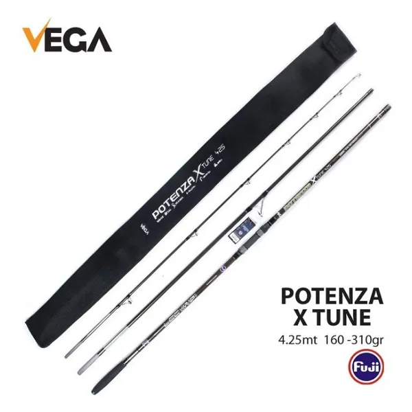 Vega Potenza X-Tune 4,25 mt 160-310 gr Atarlı 3 Parça Surf Olta Kamışı Olta Kamış