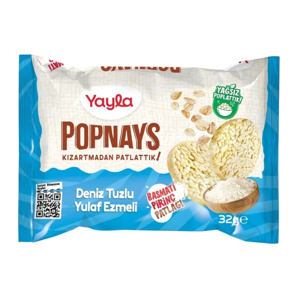 Yayla Popnays Deniz Tuzlu ve Yulaflı Basmati Pirinç Patlağı 32 gr