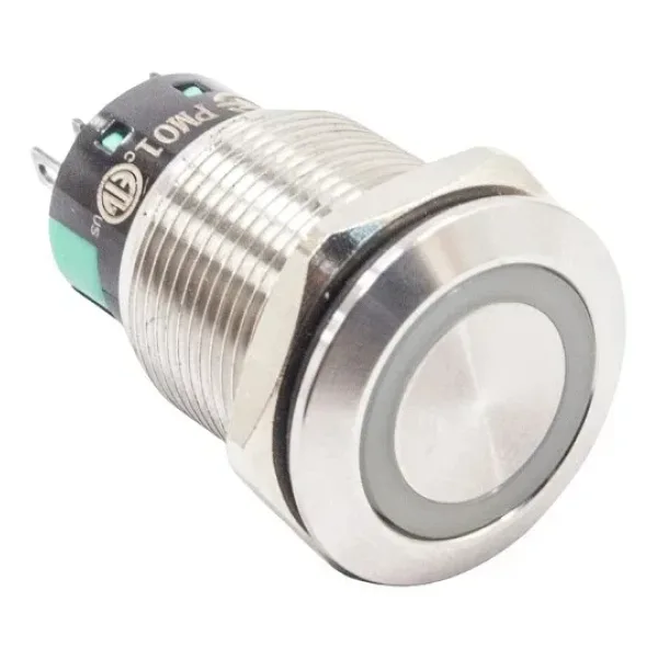19mm Düz Anahtarlı 2NO Işıksız Metal Buton