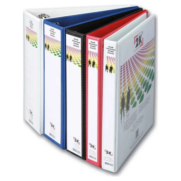 2K Sunum Klasörü Cepli 3 Cm 2 Halkalı Siyah 03-2D-S