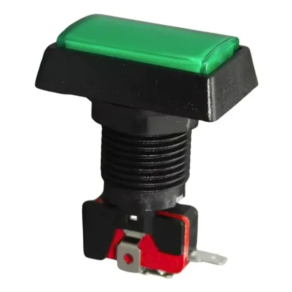 50x33mm 12V Dikdörtgen Işıklı Oyun Makinesi Butonu - Yeşil
