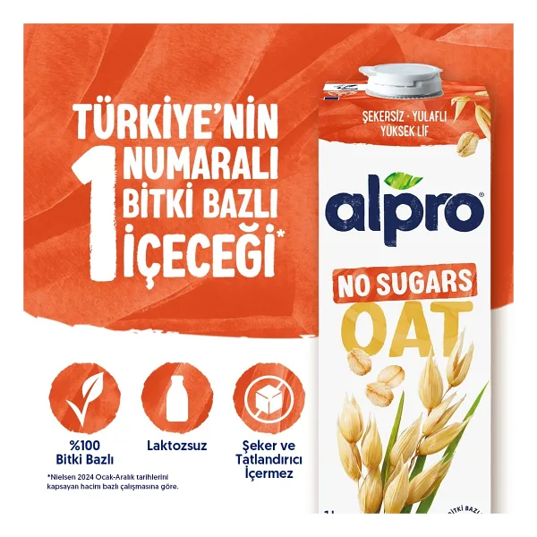 Alpro Şekersiz Yulaf Sütü 1 lt