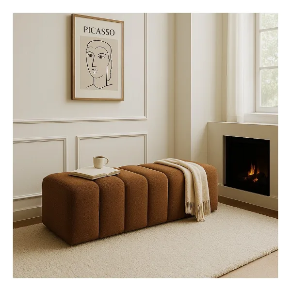 Argedemo Ringo Puf Uzun Bench 120CM Modern Puf Antre,hol,giyinme Odası,salon - Kahverengi