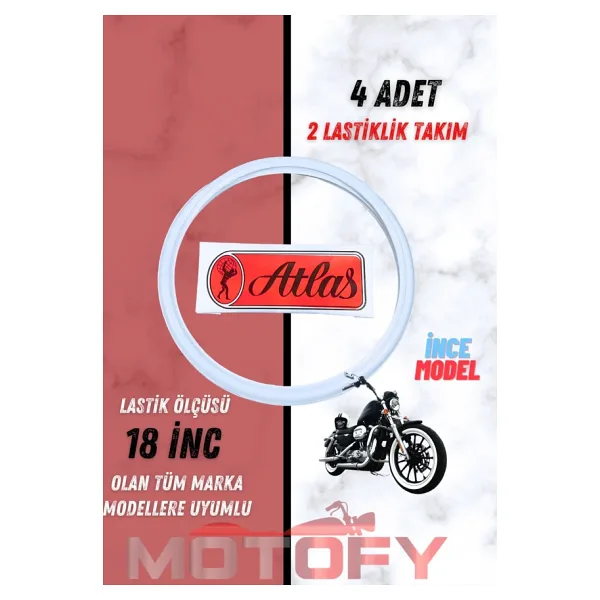 Atlas 18 İnc Beyaz İnce Model Lastik Yanağı Takımı 2 Lastik İçin