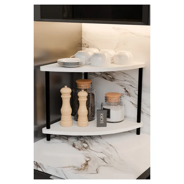 Barin Design Çift Katlı Çevir Tak Kahve Köşesi Raf Çok Amaçlı Mutfak Standı Mutfak Rafı