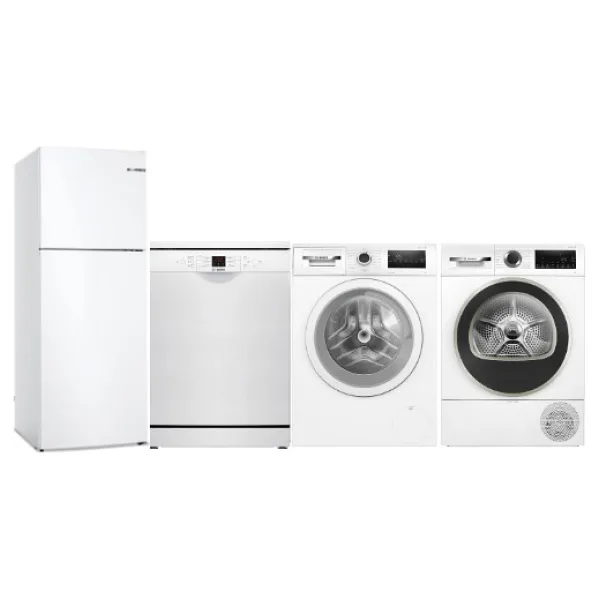 Bosch Ekonomik Beyaz Eşya Seti KDN55NWE0N, WAN24200TR, SMS26DW00T, WQA24201TR