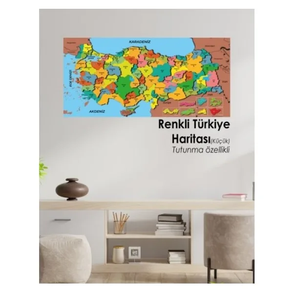 Cengo 56X118 cm Renkli Türkiye Haritası Kağıt Tahta