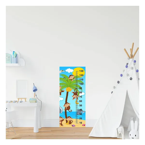 Çocuk Odası Bebek Odası Boy Ölçer Boy Cetveli Sticker Maymunlar