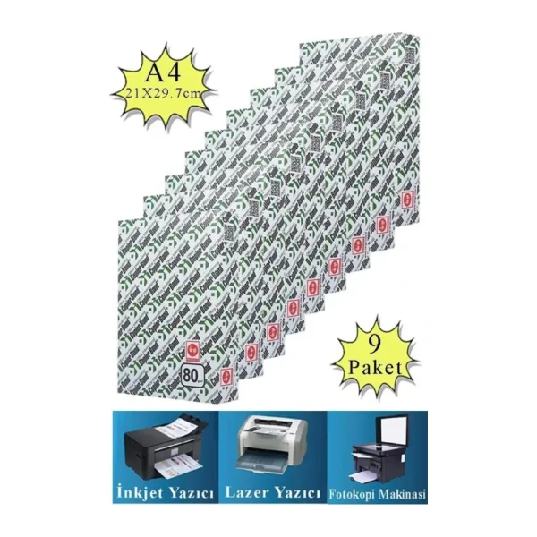 Copier Bond A4 80 gr 4500 Yaprak 9'lu Fotokopi Kağıdı
