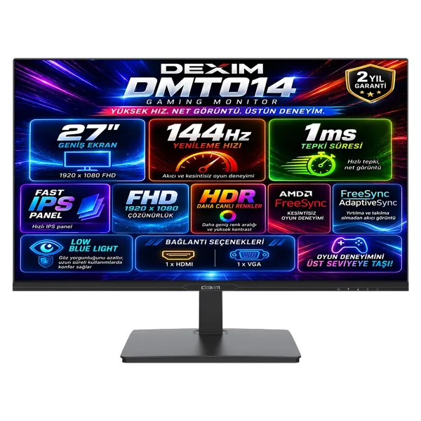 Dexim DMT014 27" 1 ms Full HD IPS 144 Hz Oyuncu Monitörü