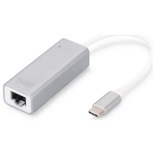 Digitus USB Tip C (USB 3.0) Gigabit Ethernet Adaptörü, 1 x 10/100/1000 port, 1 x USB Tip C erkek port (bilgisayar bağlantısı için), çip takımı: AX88179A