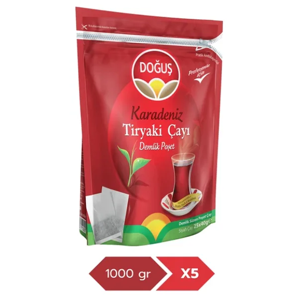 Doğuş Karadeniz Tiryaki 40 gr 25'li 5 Adet Demlik Poşet Çay