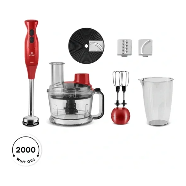 Emsan Pro Multimax 6in1 Kırmızı 2000 W Mutfak Robotu