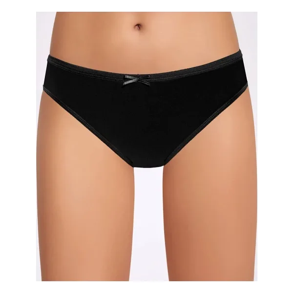 Fiyonklu Siyah Kadin Bikini Kulot 3 Adet