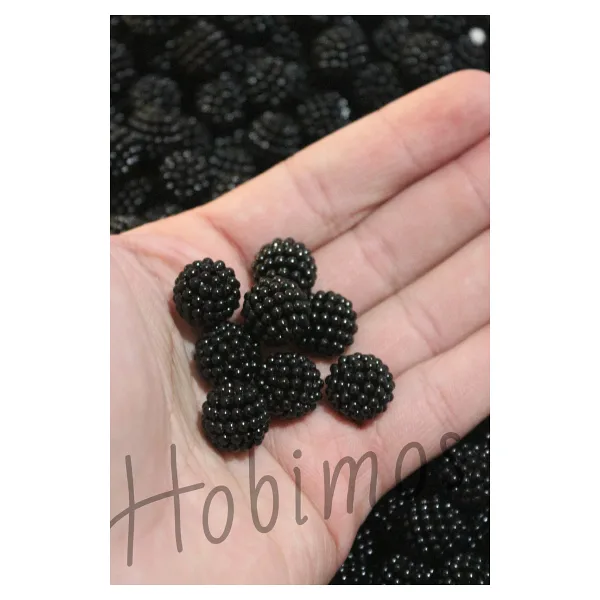 Hobimos 500 Adet Siyah Renk 14 mm Geçmeli Böğürtlen İnci Boncuk - Takı, Çanta Yapım Boncuğu