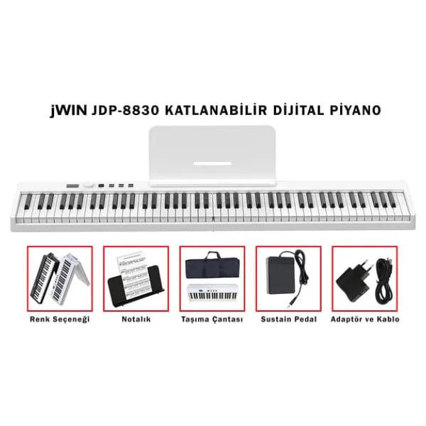 Jwin JDP-8830 88 Tuş Katlanabilir Bluetooth Piyano