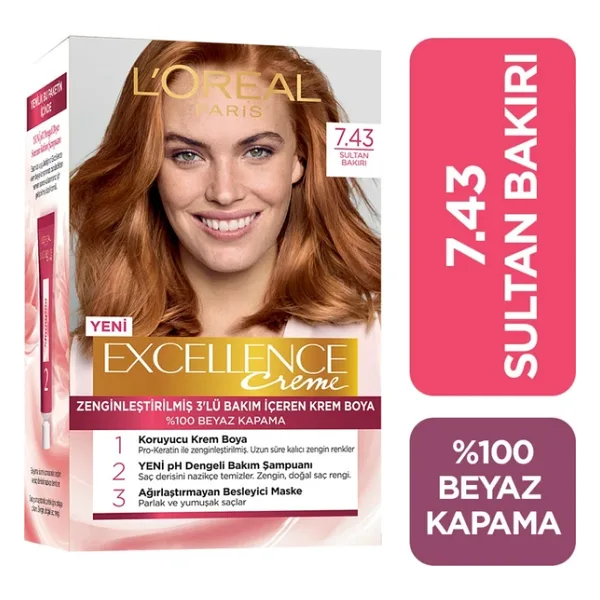 L'Oreal Paris Excellence Intense 7.43 Tarçın Bakır Saç Boyası
