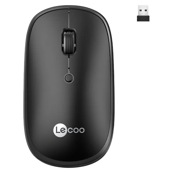 Lenovo Lecoo WS209 Siyah Şarjlı Sessiz Ergonomik Optik Kablosuz Mouse