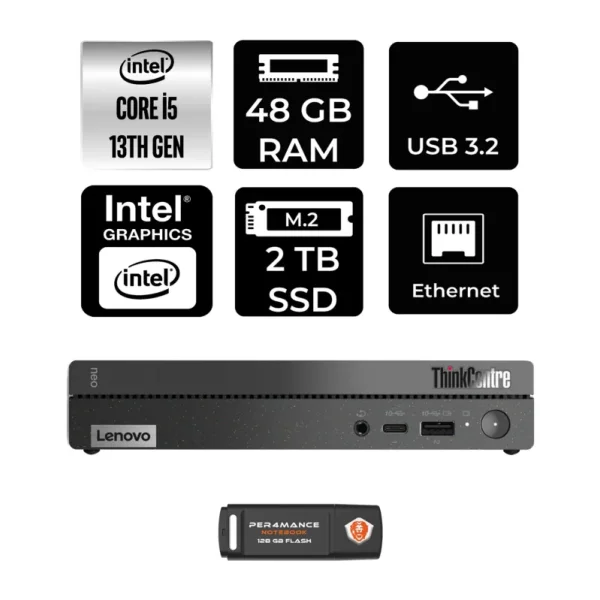 Lenovo Thinkcentre 50Q Gen 4 Intel Core I5 13420H 48GB 2tb SSD Fdos 12LN0048TR Mini Pc & Per4 USB Bellek 12LN0048TRP344