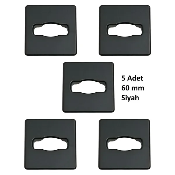 Masaüstü Kablo Kanalı Deliği Kapağı, Kare, Siyah 6 cm (5 Adet)