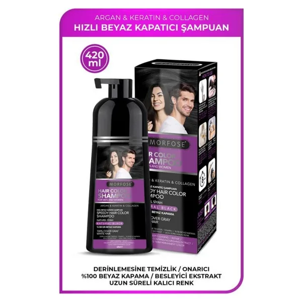 Morfose Hızlı Beyaz Kapatıcı Natural 420 ml Siyah Şampuan