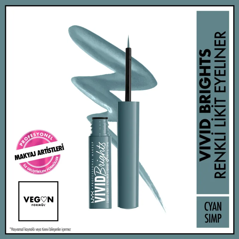 NYX Professional Makeup Vivid Brights Matte 01 Cyan Simp Likit Eyeliner