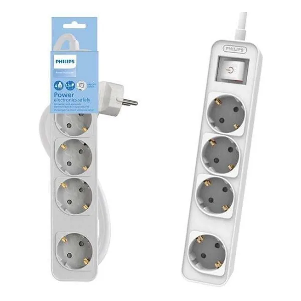 Philips CHP2144 Topraklı Anahtarlı 1.5 m 4'lü Priz