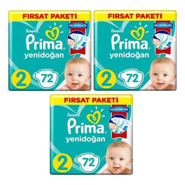 Prima Aktif 2 Numara Mini 72'li 3 Adet Bebek Bezi