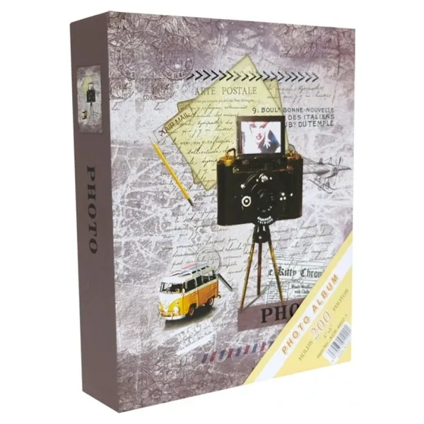 Rabsev RS4602-1 Fotoğraf Albümü 10x15cm 200 Fotoğraf Kapasiteli Kamera Desenli Anı Albümü