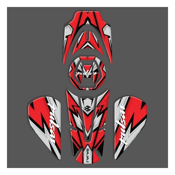 Redline Grafik Bajaj Pulsar Tank Pad Set 5'Li Kırmızı