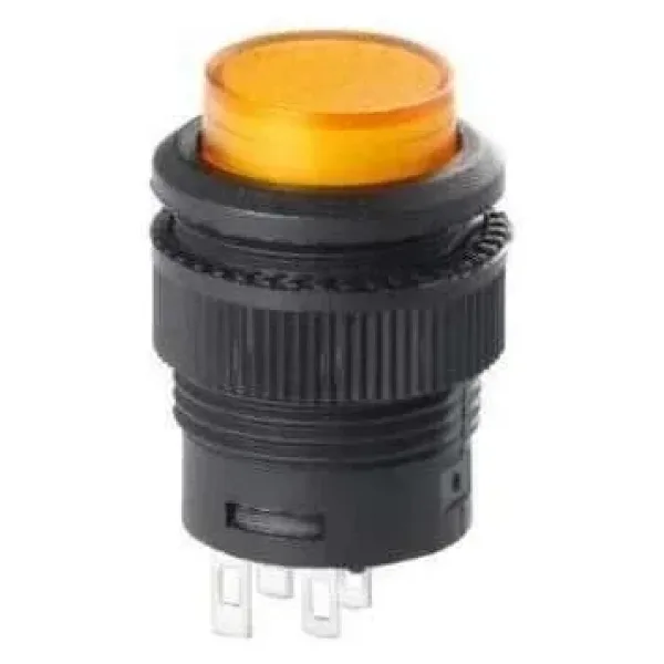 RL16-503B 16MM Plastik 4 Pin Yaylı Buton Sarı