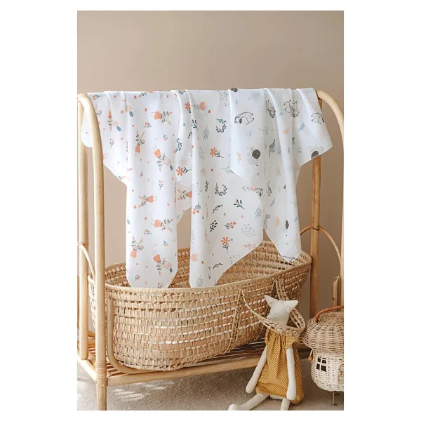 Serstil 3 Adet 80X95 cm Müslin Bebek Örtü / Battaniye / Kundak / Omuz Bezi Set