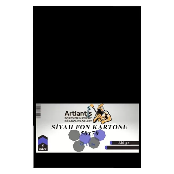 Siyah Fon Kartonu 50x70 cm 120 Gr 5 Adet 50x70 Fon Kartonu Hamurundan Boyama Orjinal Tam Siyah Renk