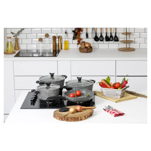 Taç TAC-3454 Master Cook Gri 7 Parça Granit Tencere Seti