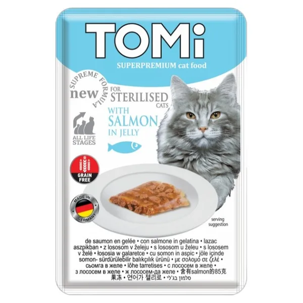 Tomi Kedi Kısırlaştırılmış Somon ve Yumurta Tahılsız Pouch Mama 85GR Svlrs