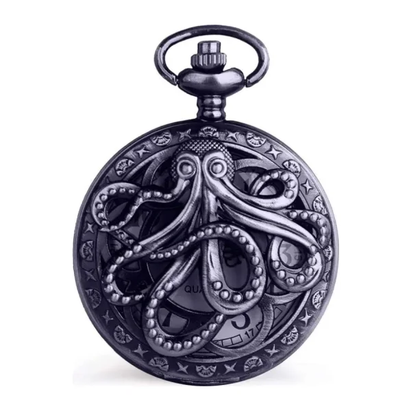 Valkyrie Vintage Kutulu Ahtapot Motifli Retro Kostekli Cep Saati