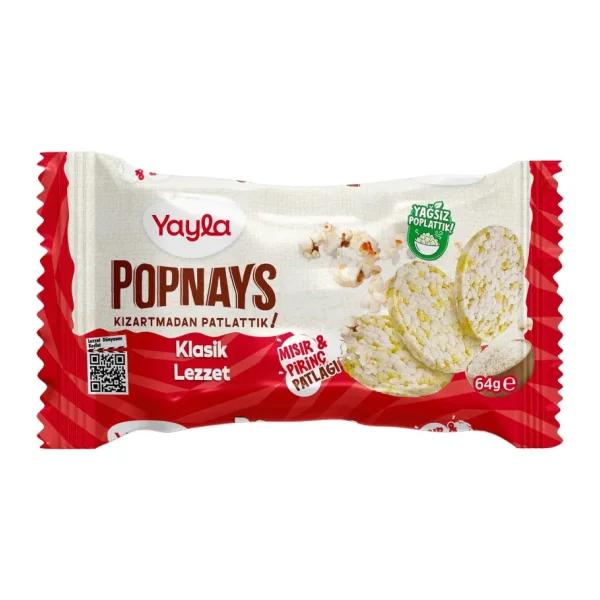 Yayla Popnays Sade Mısır ve Pirinç Patlağı 64 gr