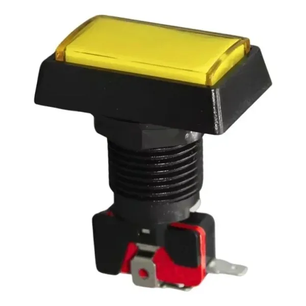 50x33mm 12V Dikdörtgen Işıklı Oyun Makinesi Butonu - Sarı