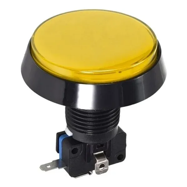 60mm 12V Düz Işıklı Oyun Makinesi Butonu - Sarı