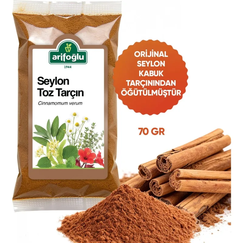 Arifoğlu Seylon Tarçın Toz 70 Gr. (Öğütülmüş) Glutensiz, %100 Doğal