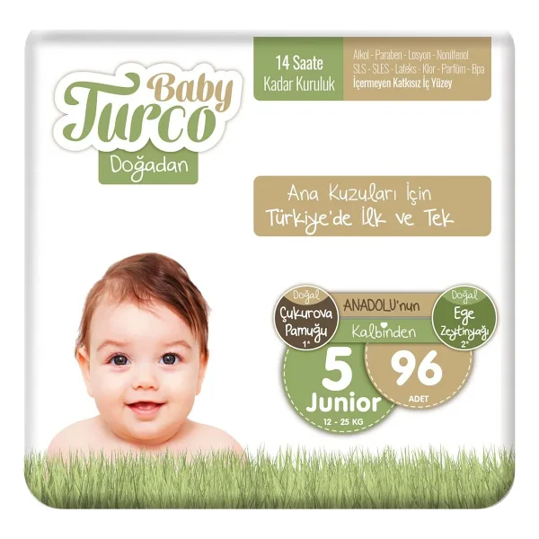 Baby Turco Doğadan 5 Numara Junior 96'lı Bebek Bezi