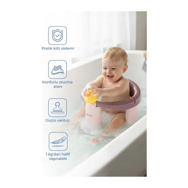 Babyjem Baby Jem Mürdüm Renkli Önden Açılır Banyo ve Mama Oturağı Pratik Kilit Sistemi ile Konforlu Kullanım
