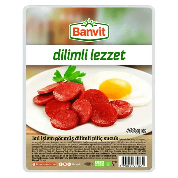 Banvit Dilimli Piliç Sucuk 400 gr