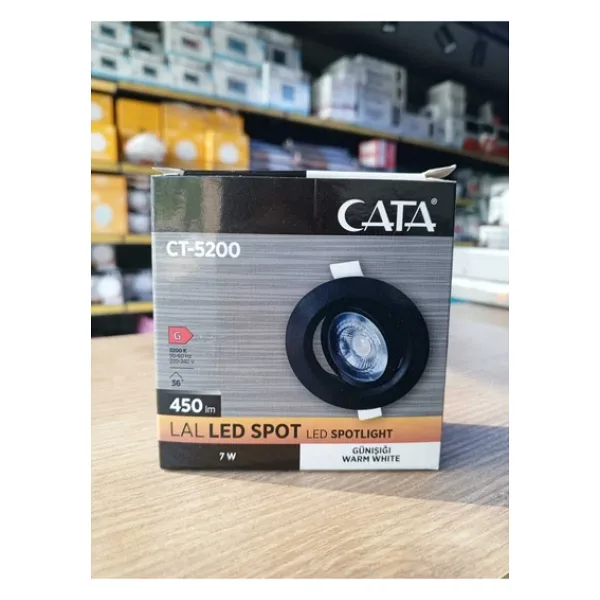 Cata CT-5200G 7W Akik Led Spot Gün Işığı- Siyah Kasa Yuvarlak Sıva Altı (EBATLARINA BAKARAK ALINIZ)